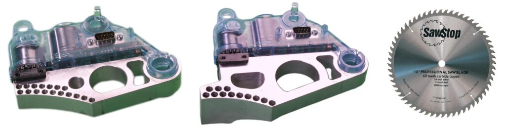 Blade Stopping Table Saw combined image