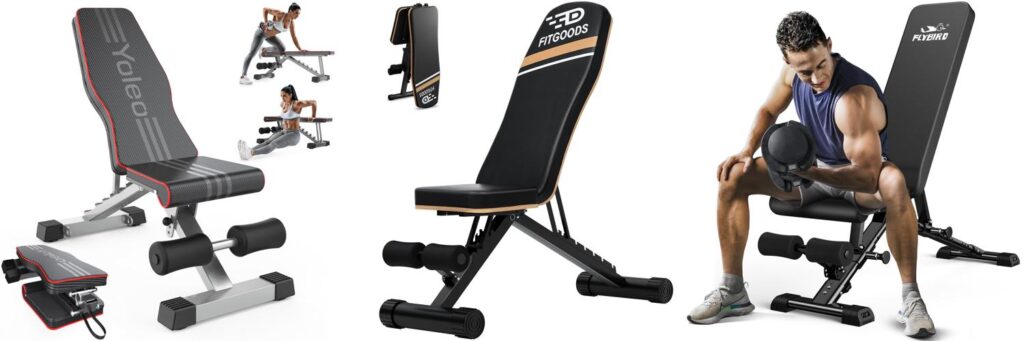 Adjustable Exercise Bench For Home Gym combined image