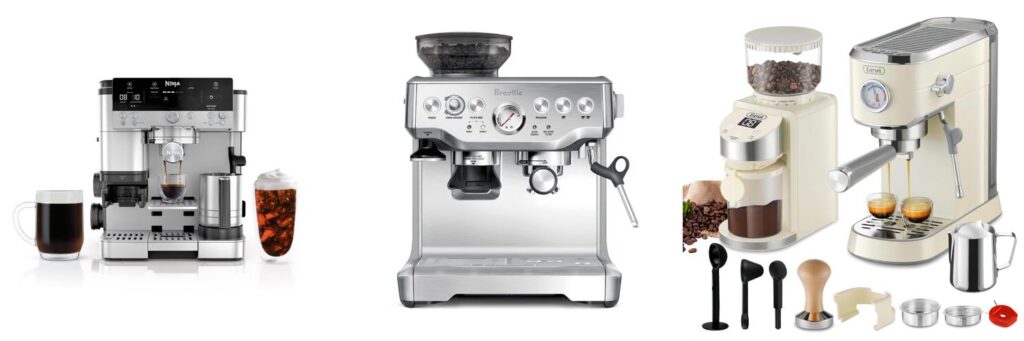 Coffee Espresso Machine With Grinder combined image