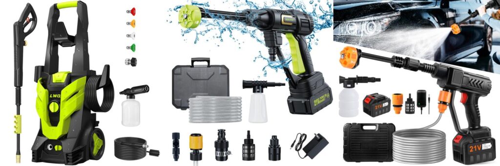Cordless Electric Pressure Washer combined image