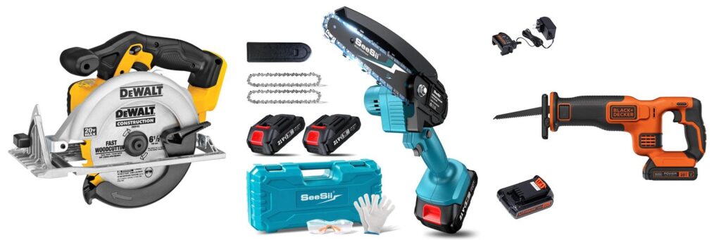 Heavy Duty Cordless Power Saw combined image