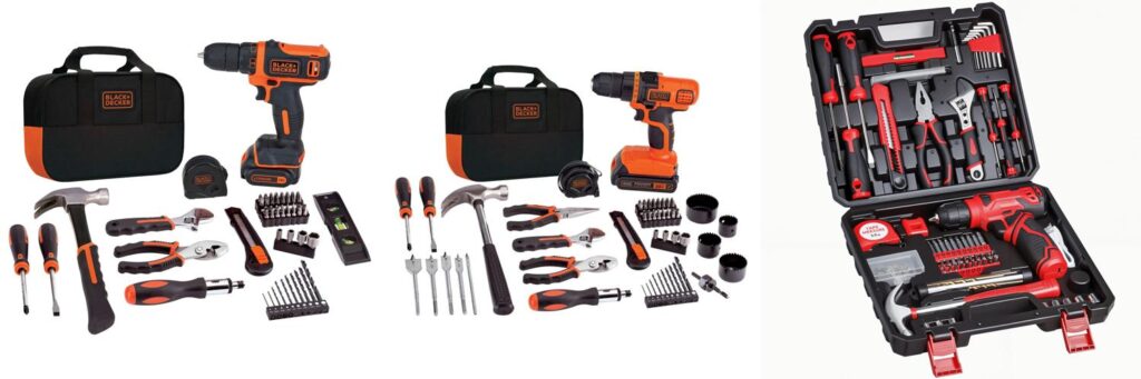 Home Tool Kit With Drill combined image