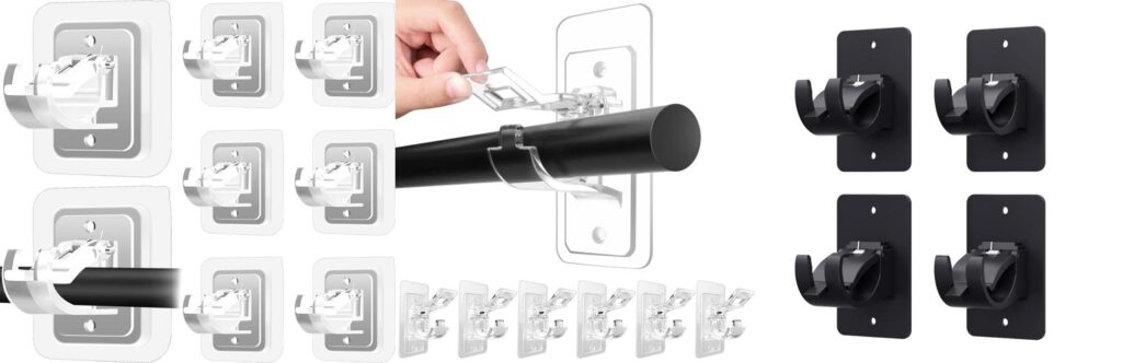 No Drill Curtain Rod Brackets combined image