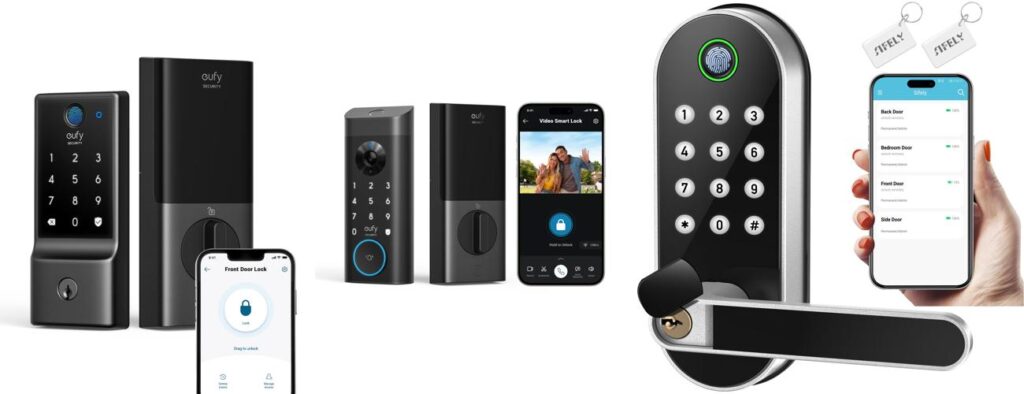 Wireless Smart Lock For Door Security combined image