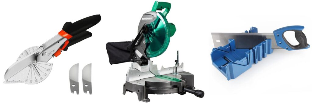miter saw for cutting trim combined image