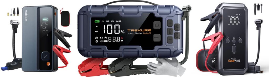 4 In 1 Jump Starter With Air Compressor combined image