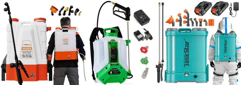4 Gallon Battery Backpack Sprayer combined image