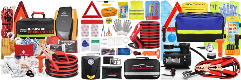 Car Emergency Kit With Air Compressor combined image