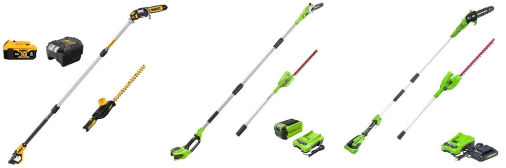 Cordless Pole Saw And Hedge Trimmer Combo combined image