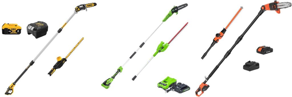 Cordless Pole Saw Hedge Trimmer Combo combined image
