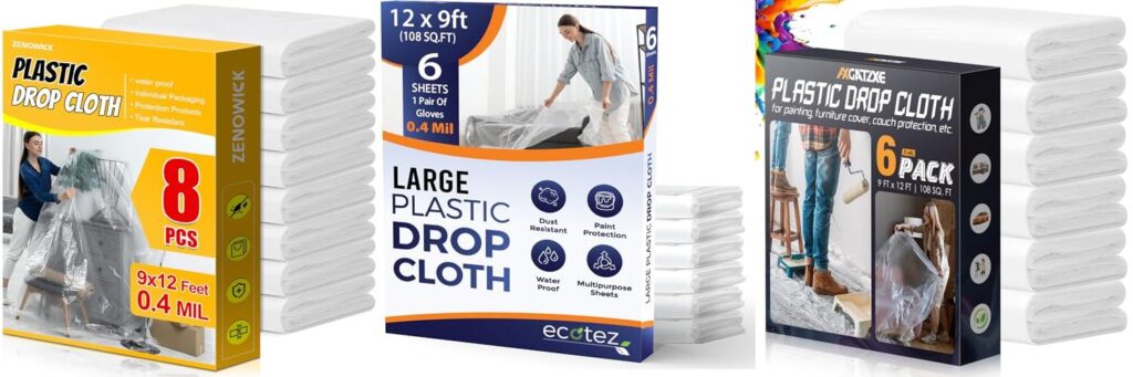 Drop Cloths Plastic Sheeting combined image