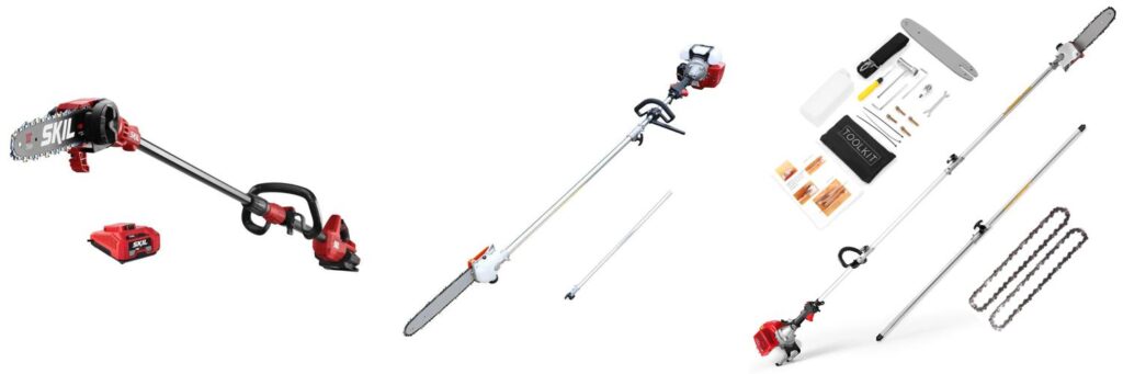 Gas Pole Chain Saw combined image