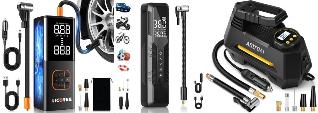 Portable Air Compressor For Bike Tires combined image
