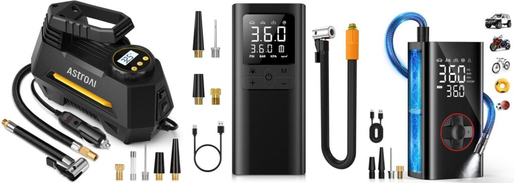 Portable Air Compressor For Car Tires combined image