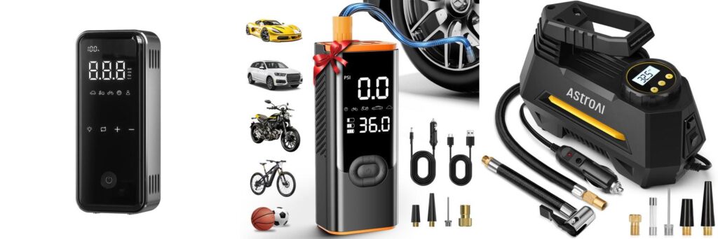Portable Air Compressor Tire Inflator combined image