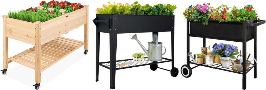 Raised Garden Bed On Wheels combined image