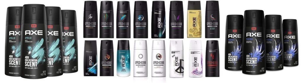 Smelling Axe Body Spray combined image