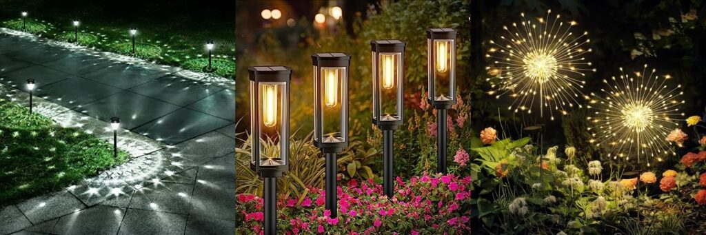 Solar Powered Lights For Garden combined image