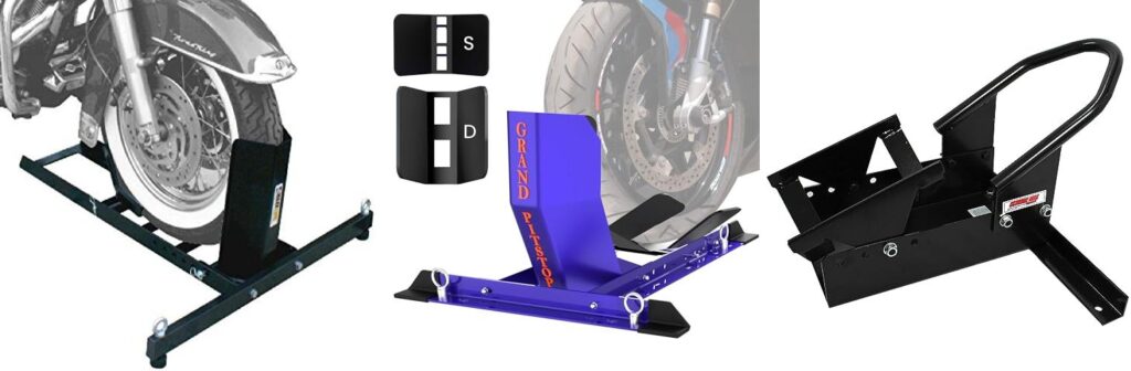 Motorcycle Wheel Chock For Trailer combined image