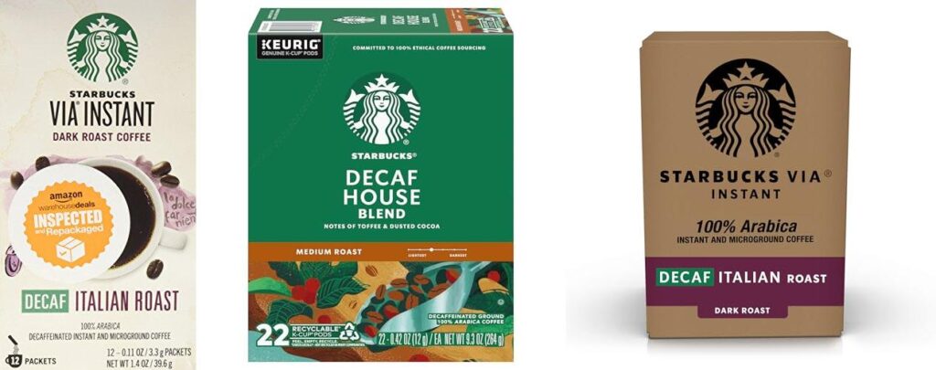 Decaf Drinks Starbucks combined image