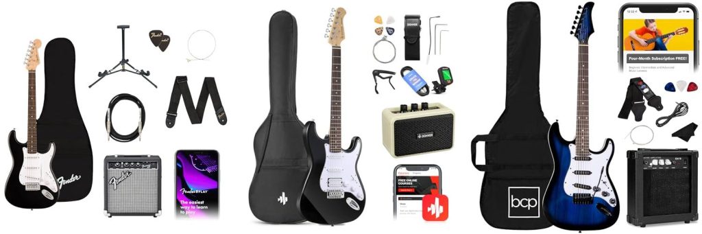 Beginner Electric Guitar Kit combined image