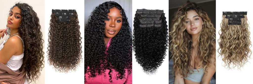 Curly Clip In Extensions combined image