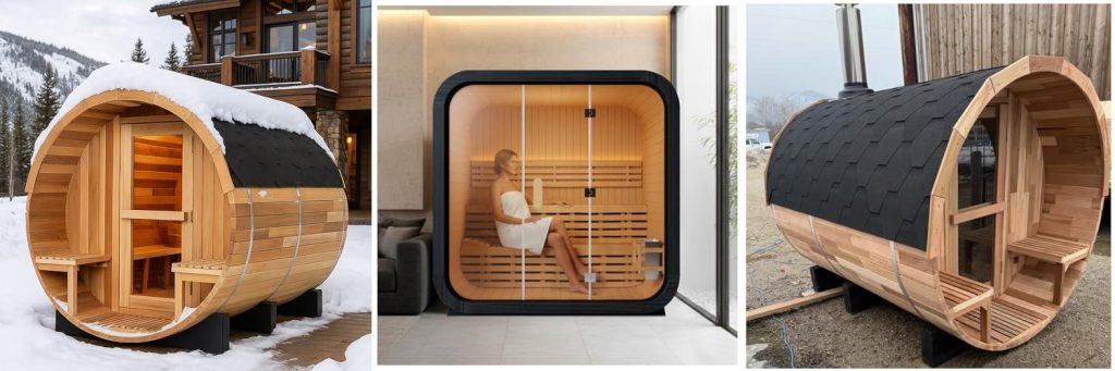 Outdoor Barrel Sauna combined image