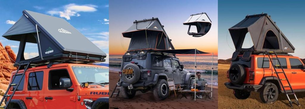 Roof Top Tent For 2 Door Jeep Wrangler combined image