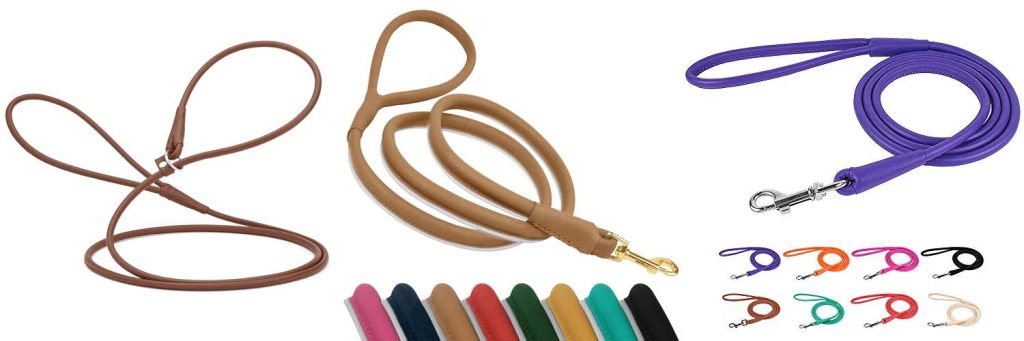 Rolled Leather Dog Lead combined image
