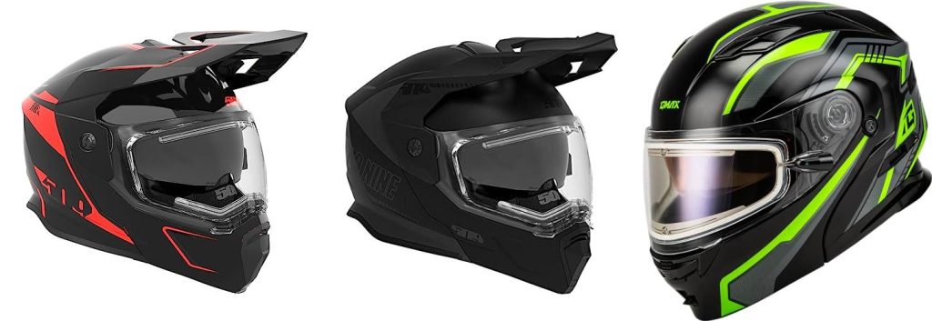 Snowmobile Helmet With Heated Shield combined image